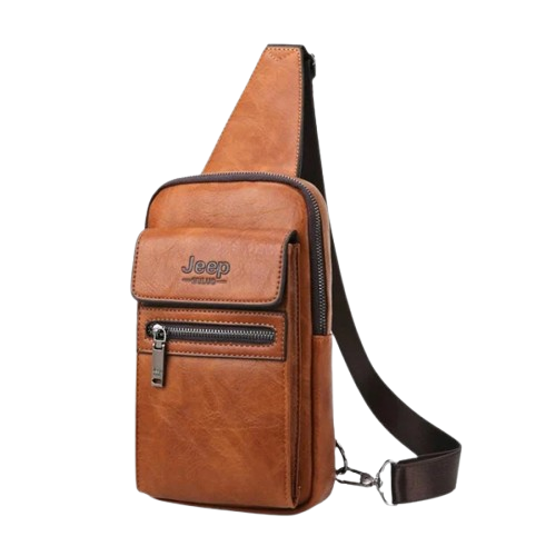 Bolsa JEEP de Couro Masculina Transversal Tiracolo